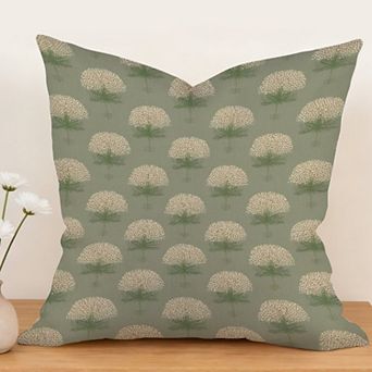Decorative Throw Pillow, 18" Pillow Cover Singular, Hydrangea Springtime Flower Green