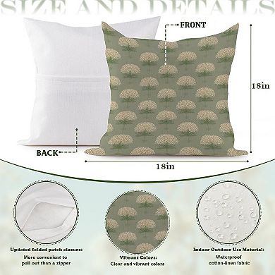 Decorative Throw Pillow, 18" Pillow Cover Singular, Hydrangea Springtime Flower Green
