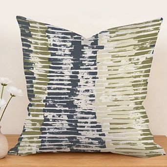 Outdoor Decorative Throw Pillow, 18" Pillow Cover Singular, Blue And Grey
