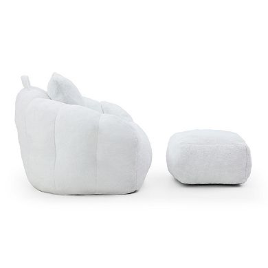 Memory Foam Bean Bag Chair Lazy Sofa with Ottoman for Adults and Kids