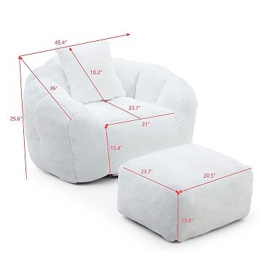 Memory Foam Bean Bag Chair Lazy Sofa with Ottoman for Adults and Kids