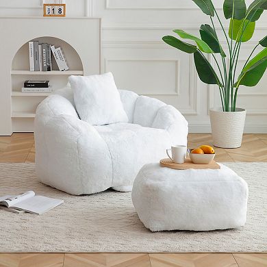 Memory Foam Bean Bag Chair Lazy Sofa with Ottoman for Adults and Kids