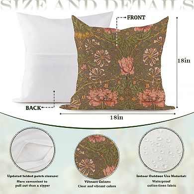 Decorative Throw Pillow, 18" Pillow Cover Singular, William Morris Forest Floral