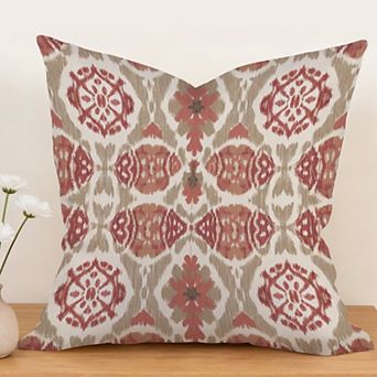 Coral Pink Thibaut Ikat Decorative Throw Pillow, 18" Pillow Cover Singular