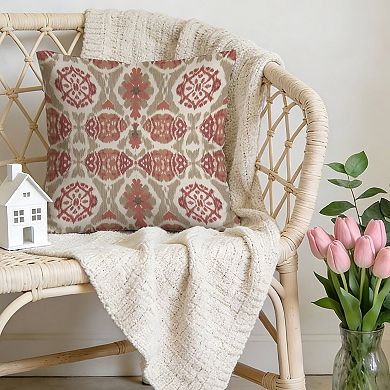 Coral Pink Thibaut Ikat Decorative Throw Pillow, 18" Pillow Cover Singular