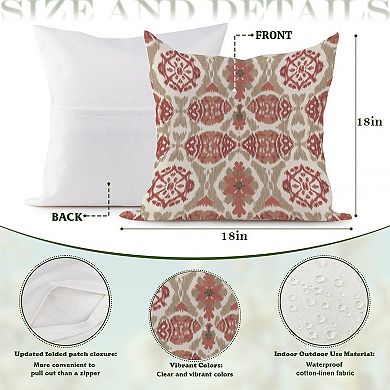 Coral Pink Thibaut Ikat Decorative Throw Pillow, 18" Pillow Cover Singular