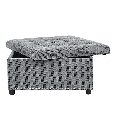Tufted Storage Ottoman with Nailhead Trim