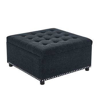 Tufted Storage Ottoman with Nailhead Trim