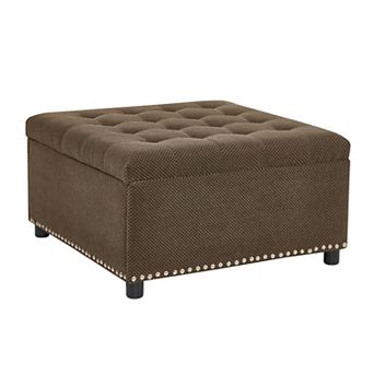 Tufted Storage Ottoman with Nailhead Trim