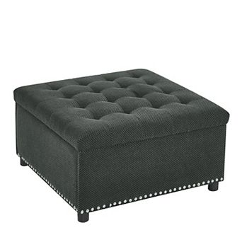 Tufted Storage Ottoman with Nailhead Trim