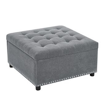 Tufted Storage Ottoman with Nailhead Trim