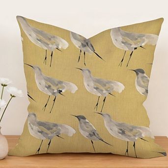 Elegant Heron at The Lake Gold Sand Decorative Throw Pillow, 18" Pillow Cover Singular