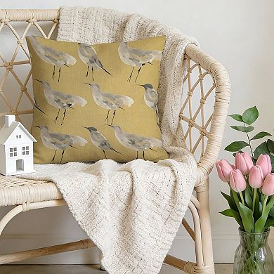 Elegant Heron at The Lake Gold Sand Decorative Throw Pillow, 18" Pillow Cover Singular