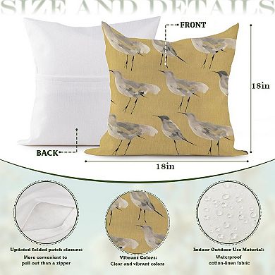 Elegant Heron at The Lake Gold Sand Decorative Throw Pillow, 18" Pillow Cover Singular