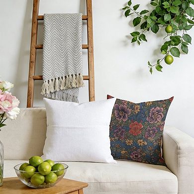 Peony Garden Red And Blue Thibaut Floral Decorative Throw Pillow, 18" Pillow Cover Singular