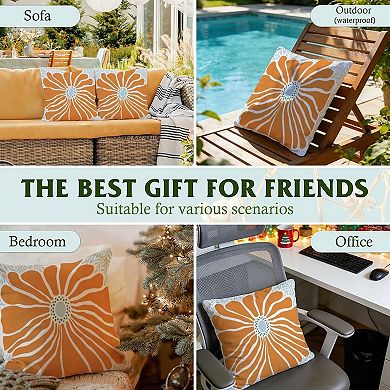 Decorative Throw Pillow, 18" Pillow Cover Singular, Burnt Orange Flower