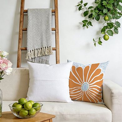 Decorative Throw Pillow, 18" Pillow Cover Singular, Burnt Orange Flower