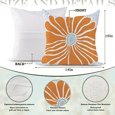 Decorative Throw Pillow, 18" Pillow Cover Singular, Burnt Orange Flower