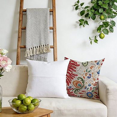 Decorative Throw Pillow, 18" Pillow Cover Singular, Floral Jacobean Thibaut Red