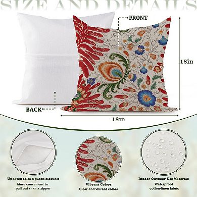 Decorative Throw Pillow, 18" Pillow Cover Singular, Floral Jacobean Thibaut Red