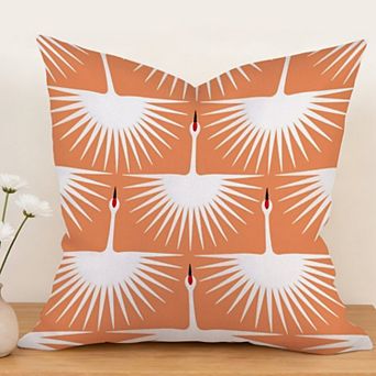 Decorative Throw Pillow, 18" Pillow Cover Singular, Yellow Flying Swans