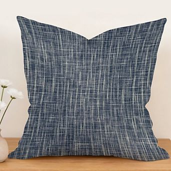 Outdoor Decorative Throw Pillow Cover, 18", 1 Pack, Navy Blue Stripes