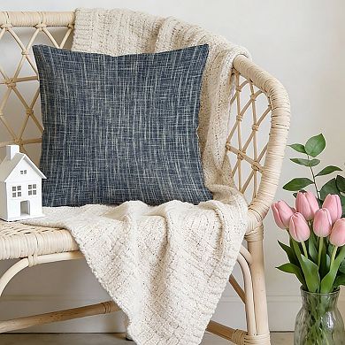 Outdoor Decorative Throw Pillow Cover, 18", 1 Pack, Navy Blue Stripes