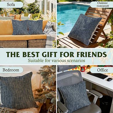 Outdoor Decorative Throw Pillow Cover, 18", 1 Pack, Navy Blue Stripes