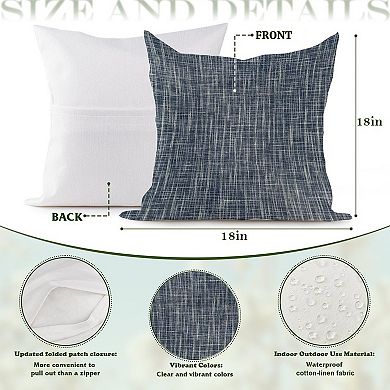 Outdoor Decorative Throw Pillow Cover, 18", 1 Pack, Navy Blue Stripes