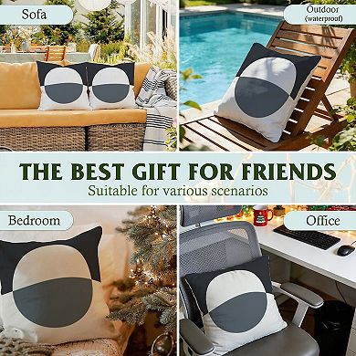 Mid Century Green Geometric Decorative Throw Pillow, 18" Pillow Cover Singular