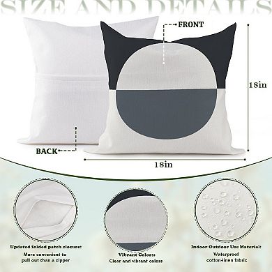 Mid Century Green Geometric Decorative Throw Pillow, 18" Pillow Cover Singular