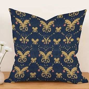 Blue Tibet Butterfly Decorative Throw Pillow, 18" Pillow Cover Singular