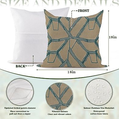 Outdoor Decorative Throw Pillow, 18" Pillow Cover Singular, Fuchsia Ikat Geometric Teal