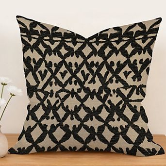 Decorative Throw Pillow, 18" Pillow Cover Singular, Thibaut Geometric in Black