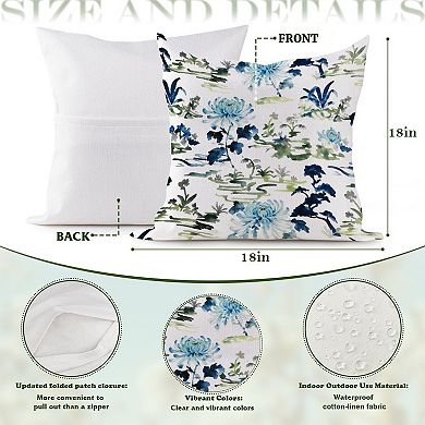 Decorative Throw Pillow, 18" Pillow Cover Singular, Blue Green Floral