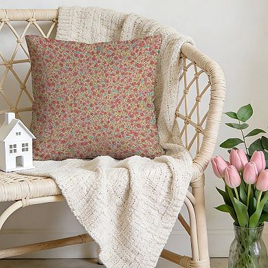 Decorative Throw Pillow, 18" Pillow Cover Singular, Thibaut Floral Red & Yellow