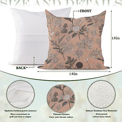 Outdoor Decorative Throw Pillow Cover, 18", 1 Pack, Garden Blush Turkish Eurosham Floral