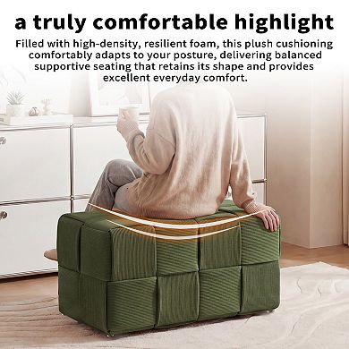 Corduroy Ottoman Foot Rest, Soft with Sturdy Wood Frame