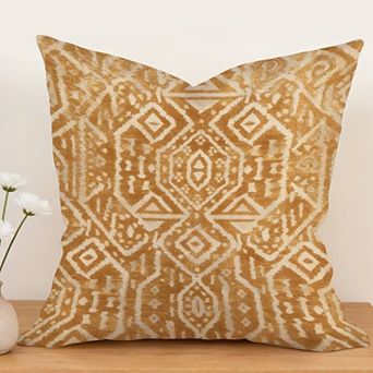 Decorative Throw Pillow, 18" Pillow Cover Singular, Waterproof Mustard Gold