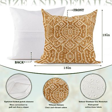 Decorative Throw Pillow, 18" Pillow Cover Singular, Waterproof Mustard Gold