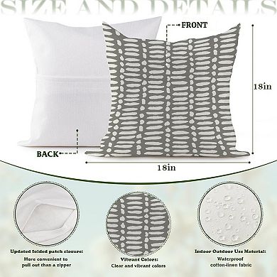 Outdoor Decorative Throw Pillow Cover, 18", 1 Pack, Gray Geometry