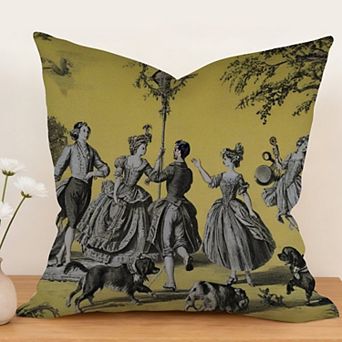 Romantic French Toile Decorative Throw Pillow, 18" Pillow Cover Singular