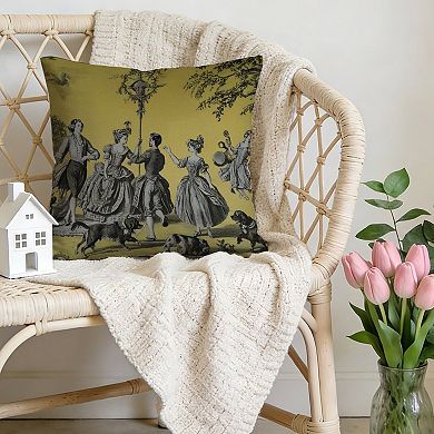 Romantic French Toile Decorative Throw Pillow, 18" Pillow Cover Singular