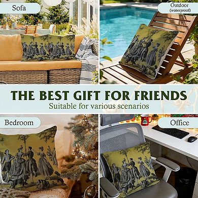 Romantic French Toile Decorative Throw Pillow, 18" Pillow Cover Singular