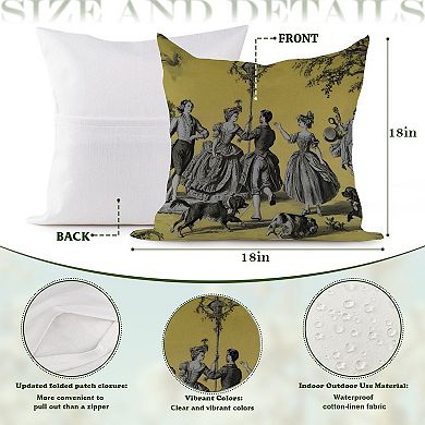 Romantic French Toile Decorative Throw Pillow, 18" Pillow Cover Singular