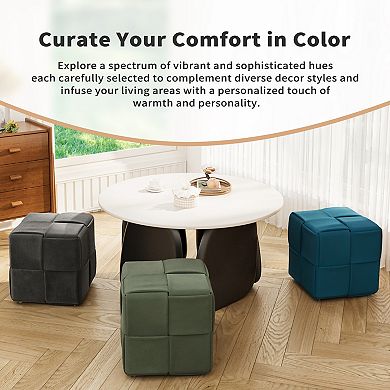 Square Corduroy Ottoman Foot Rest, Multi-Purpose Accent Stool