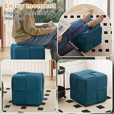 Square Corduroy Ottoman Foot Rest, Multi-Purpose Accent Stool