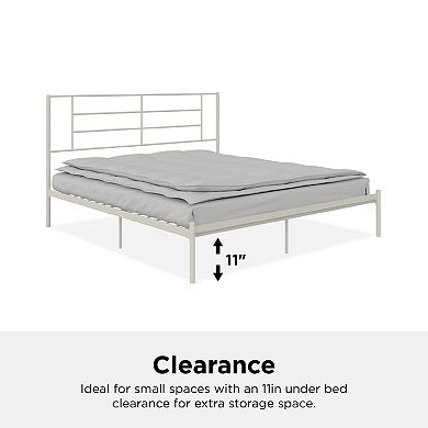 Lufeiya King Size Metal Platform Bed Frame with Headboard and Slat Support, Underbed Storage Space