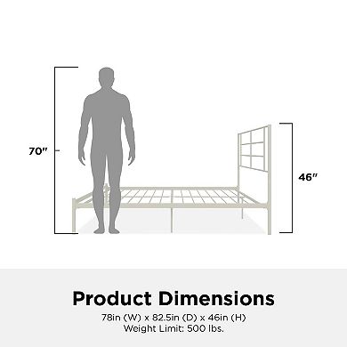 Lufeiya King Size Metal Platform Bed Frame with Headboard and Slat Support, Underbed Storage Space