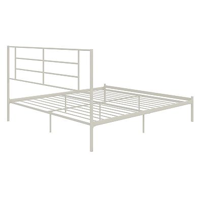 Lufeiya King Size Metal Platform Bed Frame with Headboard and Slat Support, Underbed Storage Space